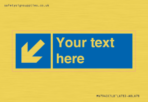 Custom Mandatory directional sign, blue arrow down and left